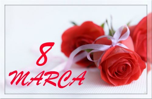 Trzy róże połączone wstążką na dzień kobiet